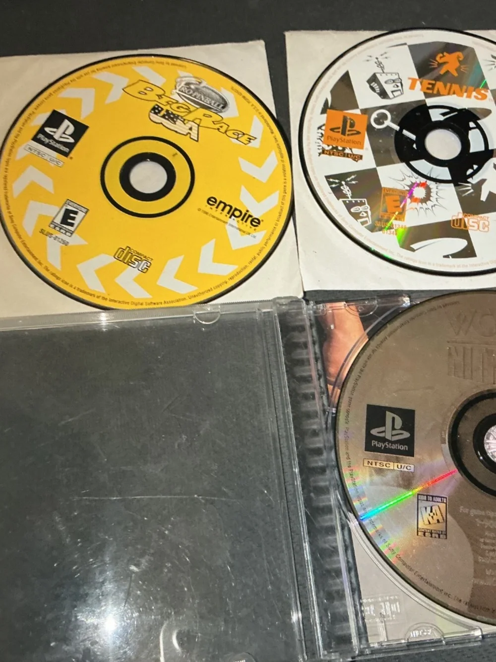 WCW Nitro & Tennis and pinball Big Race USA for Sony PlayStation one PS1